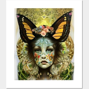 Pretty fantasy art imaginative creative girl flowers and butterflies Posters and Art